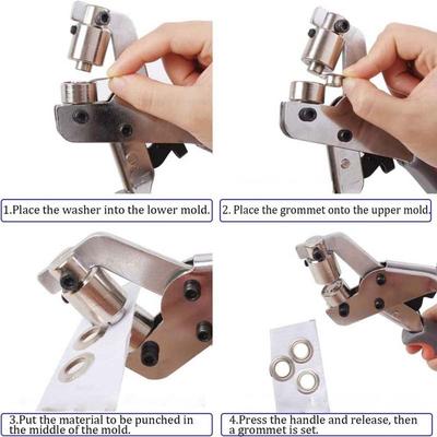 Portable Effortless Eyelet Pliers with Grommets Hand Press Eyelet Setter Manual Handheld Hole Punch Pliers Camping
