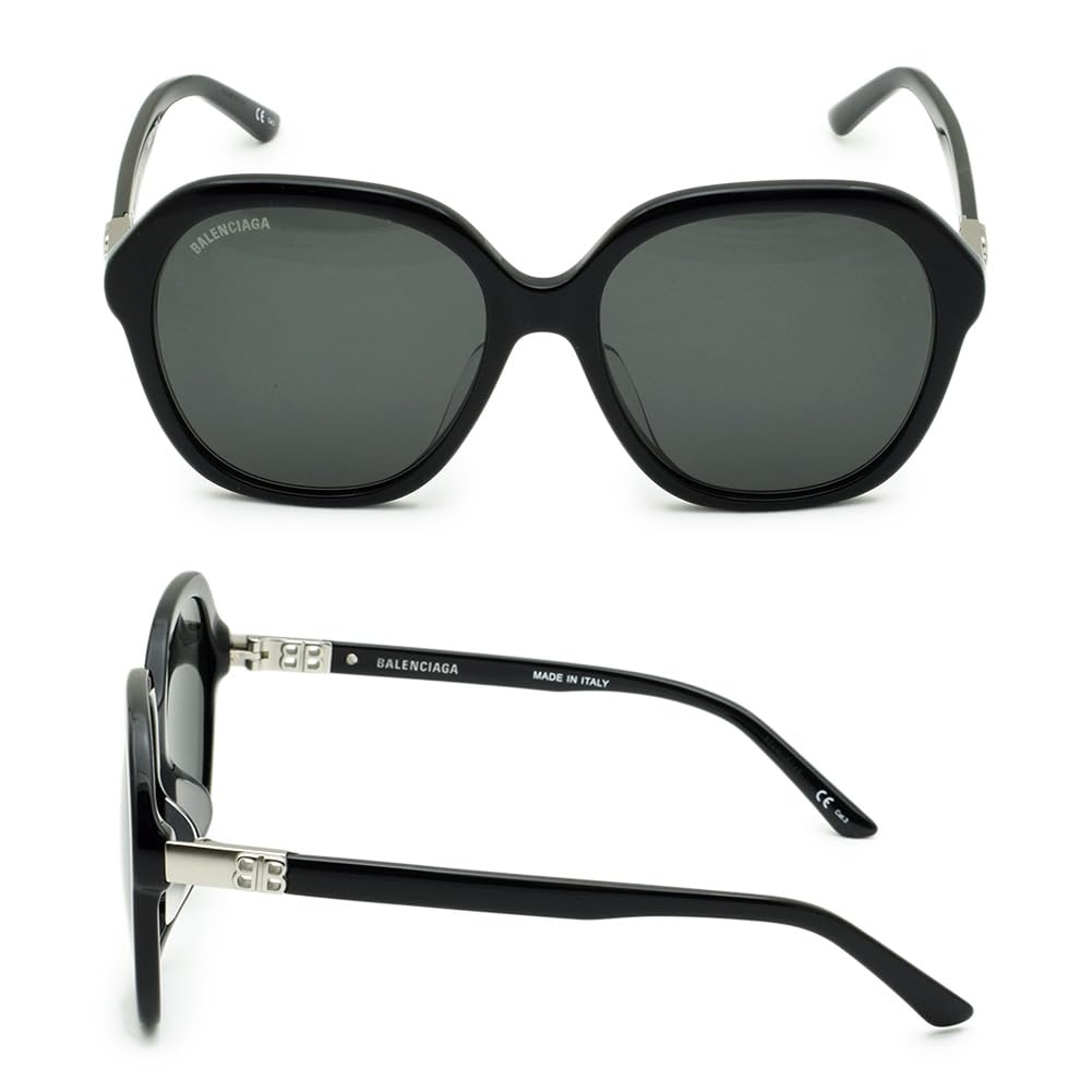 Balenciaga Asian BB0184SA Women's Sunglasses, Fit, 001, Black/Gray