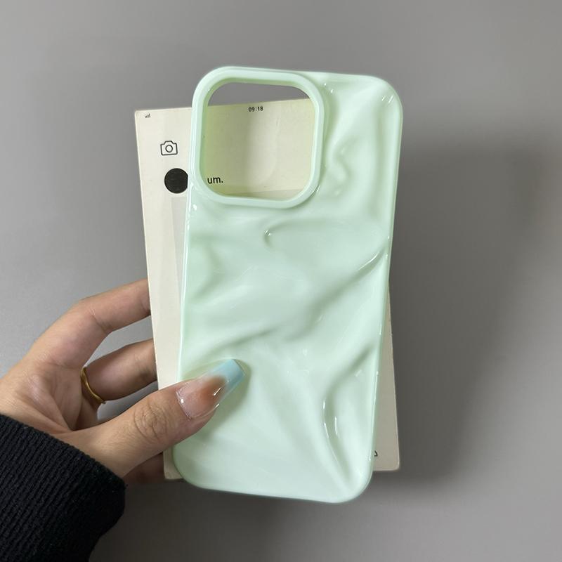 Fashion Ripple Texture Glossy Case For iPhone 11 12 13 14 15 Plus 16 Pro Max Soft TPU Wrinkles Phone Back Cover