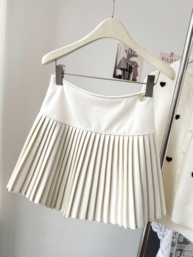 2025 New Women's High Waist A-line Wool Pleated Skirt