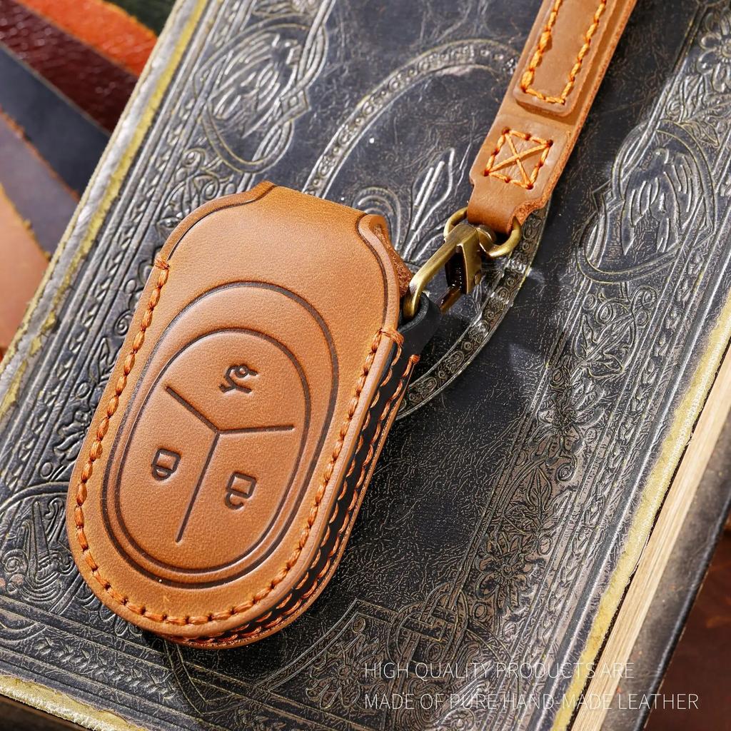 Leather Car Key Cover Keychain Holder Case Protector for Nio ET7 ET5 2022 2023 2024 3button Keyless Go Remote Shell Accessories