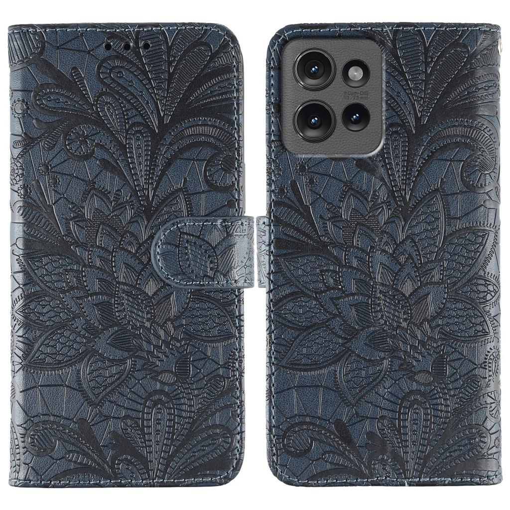 For Motorola Edge 50 Pro 5G/Edge 50 5G Case Lace Flowers PU Leather Flip Wallet Phone Cover
