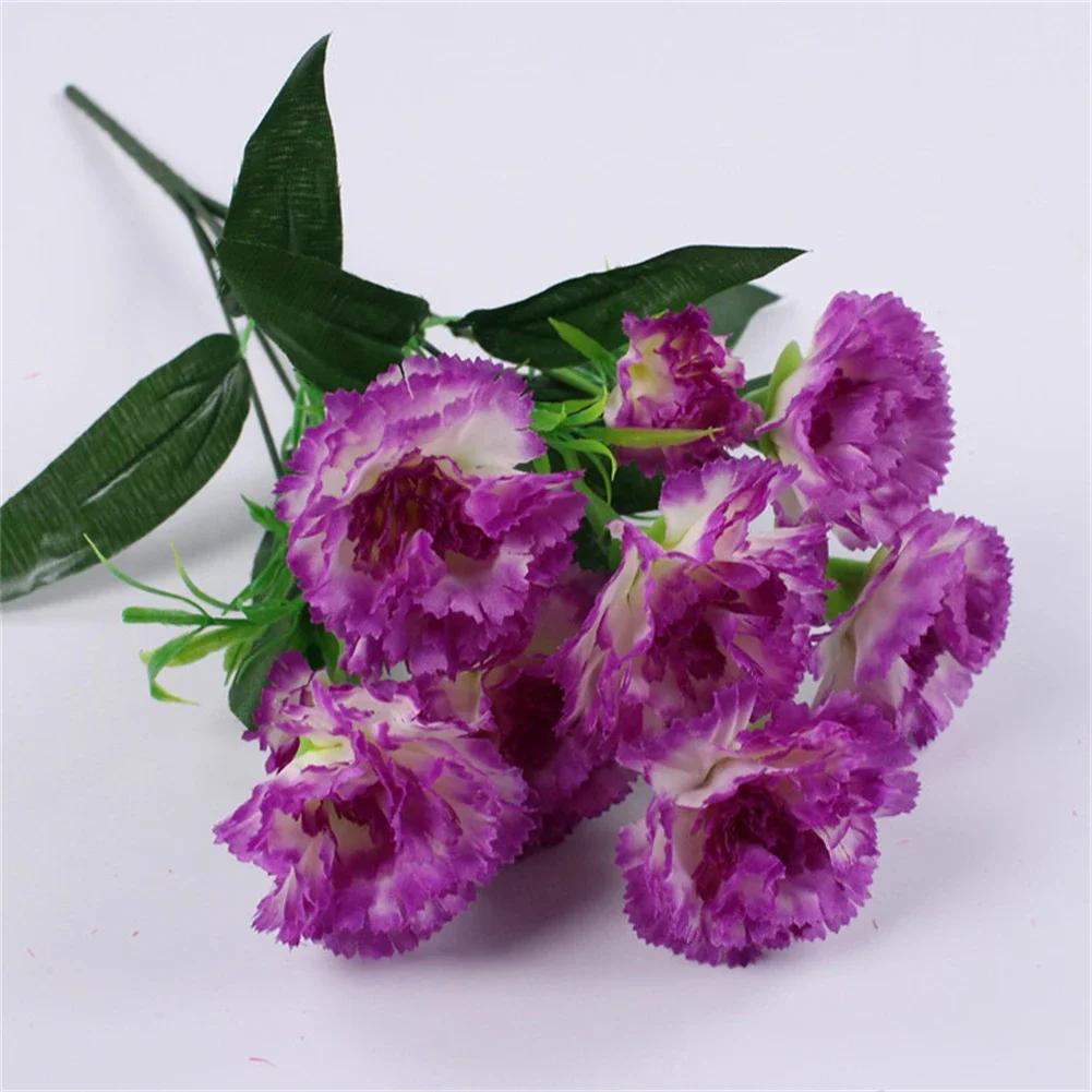 10 Head Carnation Artificial Flowers Bouquet Plastic Silk Fake Flowers Simulation Plants Decor For Wedding Accessory In Stock