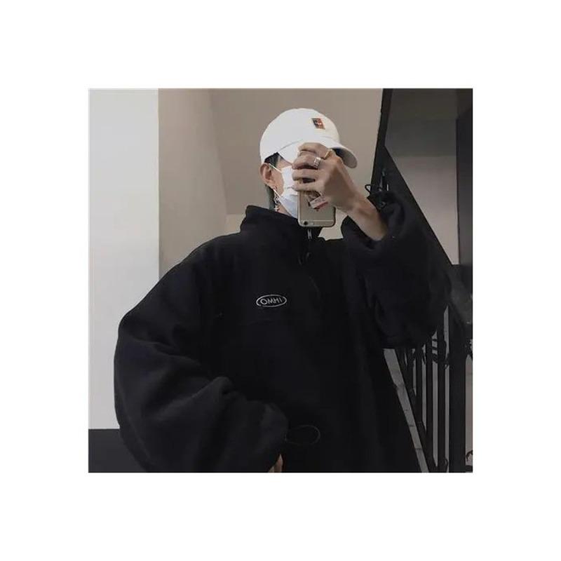 

Осенне-зимний парный свитер для мужчин и женщин, ретро флисовый свободный bf флисовый топ, куртка, тренд 3XL чёрный