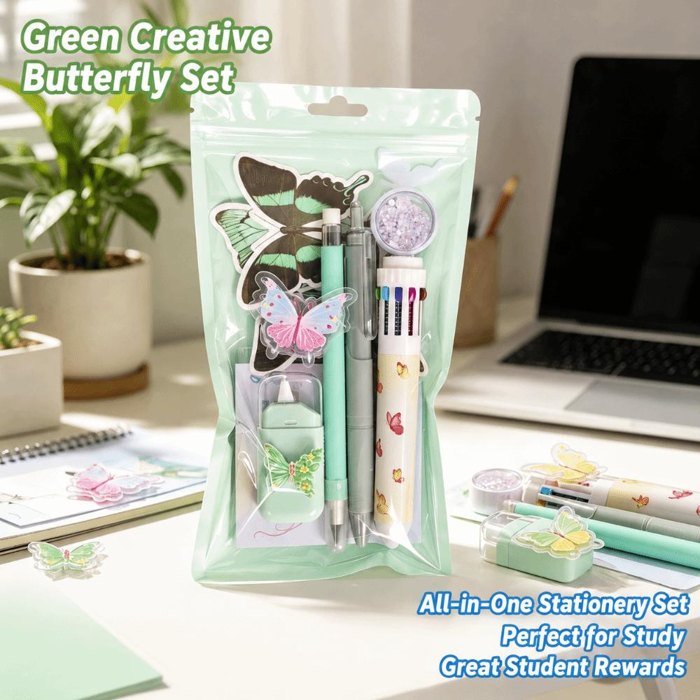 Complete Stationery Stationery Kit Dreamy Butterfly Theme Ballpoint Pen Gel Pen  School Supplies