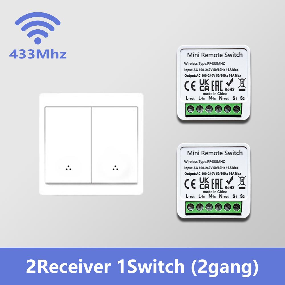 

Беспроводной умный настенный выключатель света 433 МГц 1/2/3 клавиши панель с дистанционным управлением AC100–240 В наклейка для светодиодных ламп домашняя автоматизация 2 Receiver 1 Switch