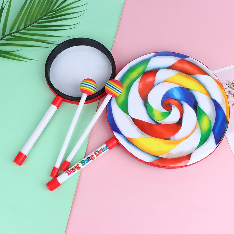 6 Zoll 8 Zoll 10 Zoll Lutscher Handtrommel Schlaginstrumente Bunte Tanz Requisiten Säuglings Musikspielzeug Lehrmittel