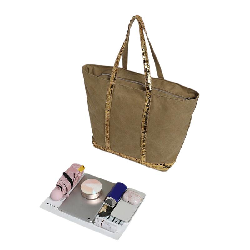 Bolso Tote de Lona Vintage con Lentejuelas Bolso de Hombro de Gran Capacidad Bolso de Mano Versátil para Desplazamientos para Mujeres Regalos