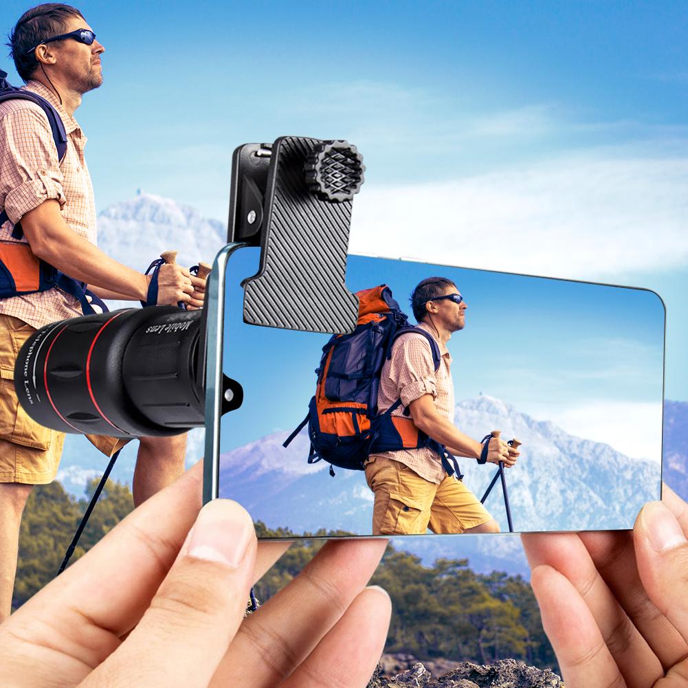 18/36/64X Universal Mobile Phone Camera Lens Clip-On Zoom Phone Camera Telephoto Lens Telescope Lens for Camping Hunting Sports