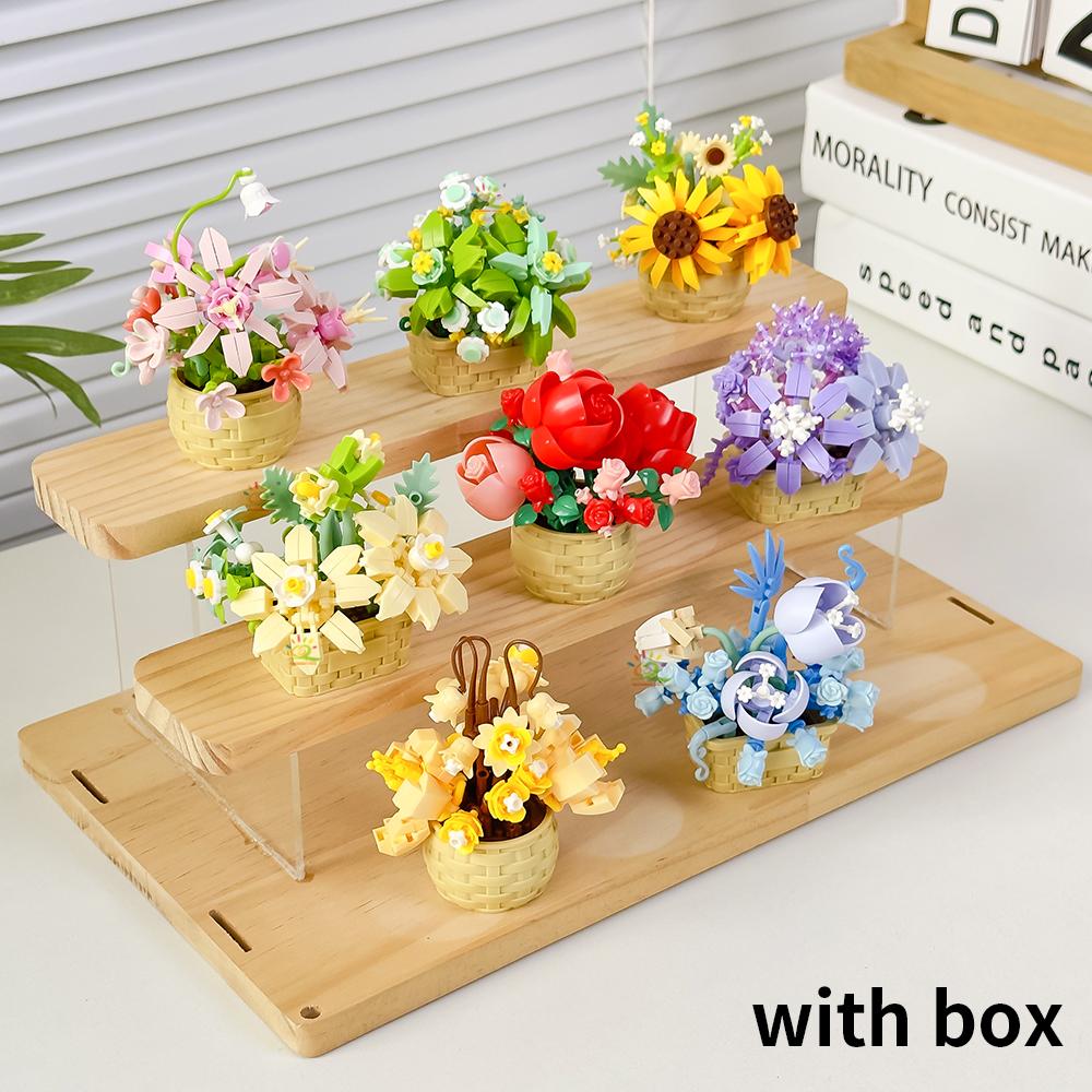 HUIQIBAO Model Floare Eternă Buchet Plantă la Ghiveci Micro Blocuri de Construcție MOC DIY Decor Birou Acasă Jucărie Cărămidă Pentru Copii