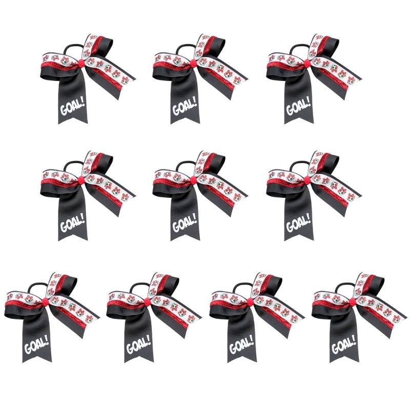 10PCS Soccer Themed Fabric Hair Bowknots Supporter Hair Decorations Perfect For Sports Event And Celebration