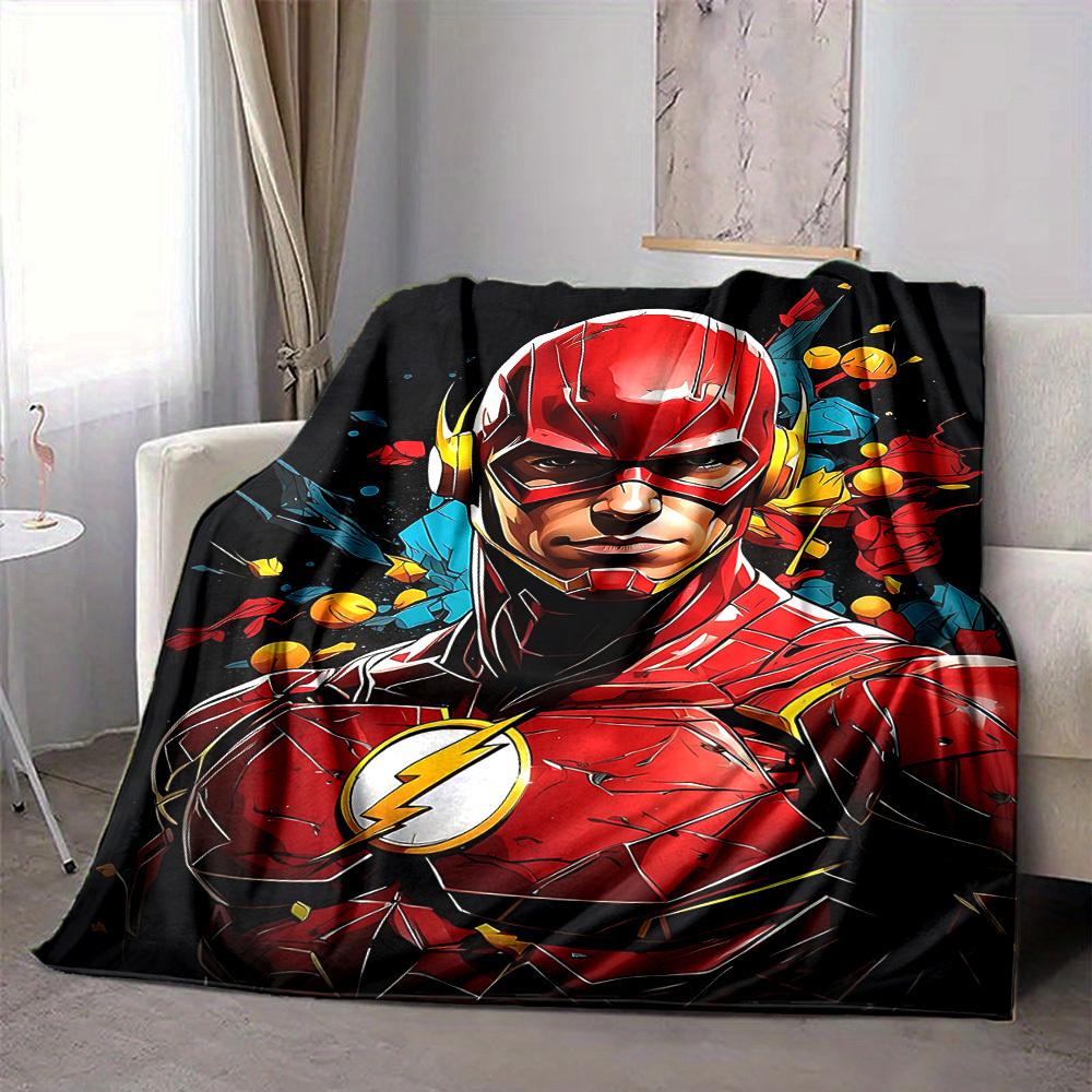 1pc Flash superhero Blanket Lightweight Flannel Throw For Sofa, Bed, Travel, Livingroom, Office, Couch, Chair, And Bed