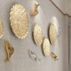Metal New Chinese Abstract Lotus Leaf Fish Wall Hanging Light Luxury Living Room Wall Decoration Pendant Wall Decoration