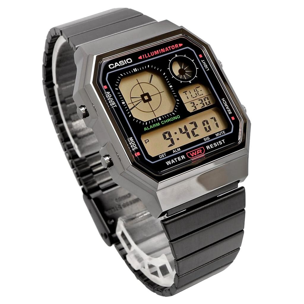 CASIO Vintage Series A130WEGG-1A unisex digital watch with analog display dark grey metallic overseas model