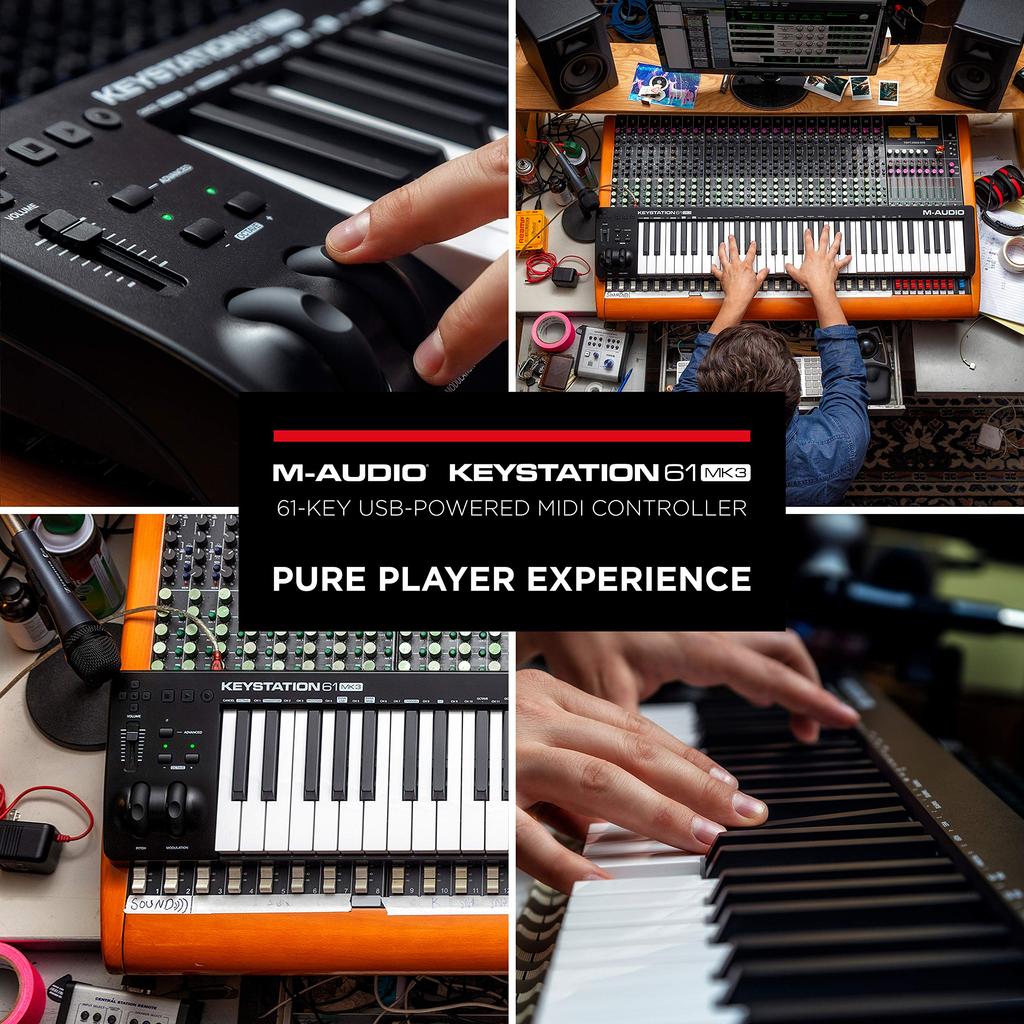 USB MIDI 61 Piano Sound Source Software Music Wide Range of Performances with Both Hands Keystation61 III M-Audio Keyboard, Keys, Semi-Weight,