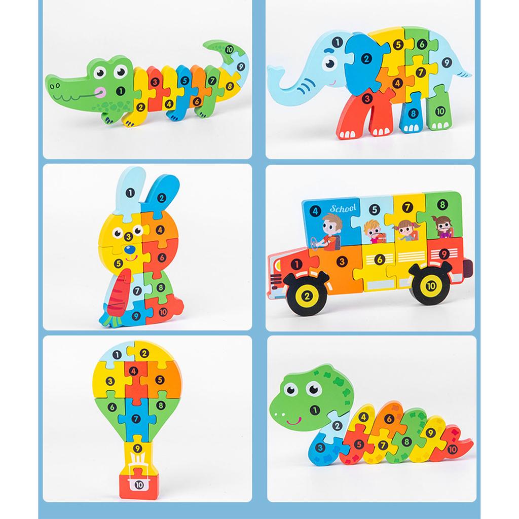 Wooden Matching 3D Puzzle Educational Interesting Matching Jigsaw Puzzle Toy for Home Party Type 6