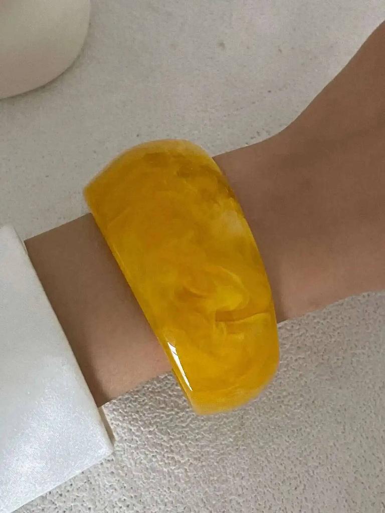 SHIXIN New Fashion Orange Yellow Resin Acrylic Thick Bangle Bracelets for Women Punk Irregular Large Wide Bangle Lady Jewelry