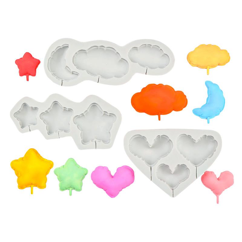 Number Lollipop Silicone Sugarcraft Mold Heart Star Cloud Fondant Chocolate Molds Resin Tools Mousses Cupcake Decorating Tools