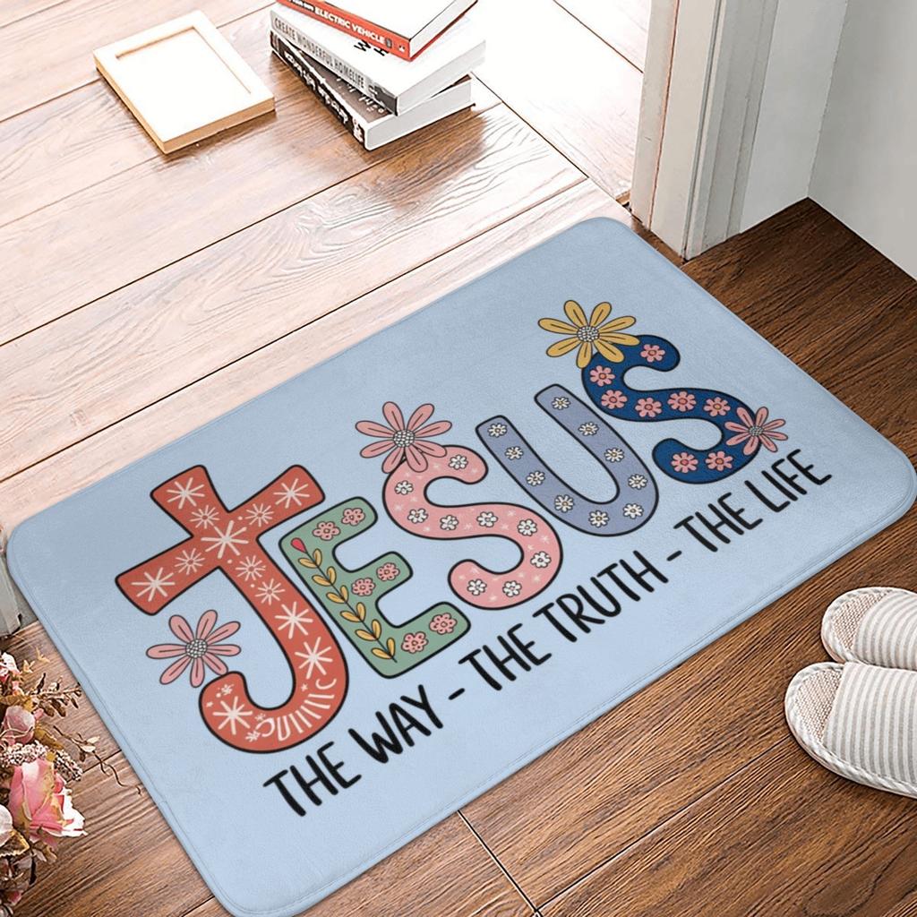 Jesus Religious Door Floor Kitchen Bathroom Mats Anti-Slip Outdoor Doormat Bedroom Balcony Entrance Carpet Rug