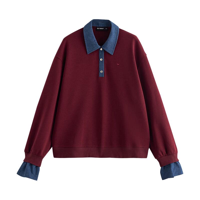 Chuyu Women's Fashion Spliced Fake Two-Piece Sweatshirt