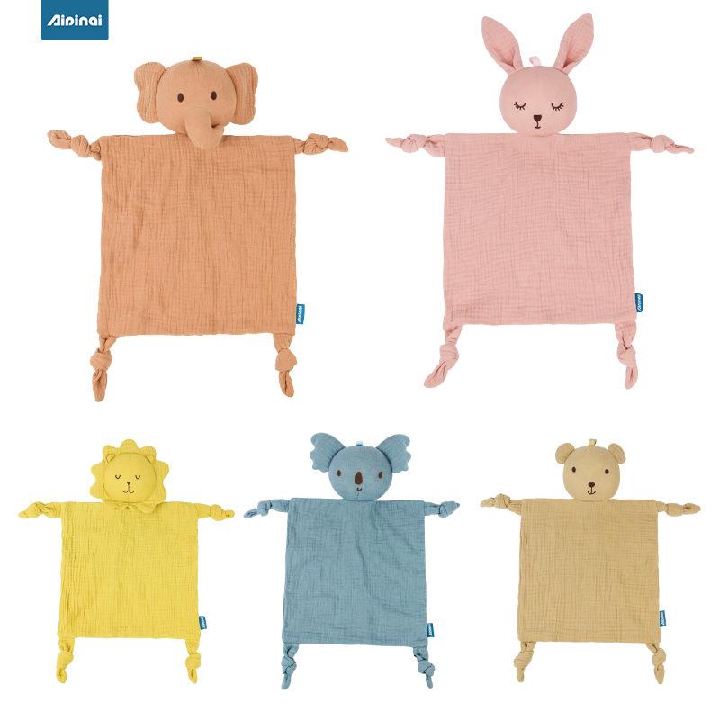 Aipinqi Dětská komfortní deka a bryndáček na slintání - Měkká bavlněná plyšová hračka na spaní