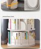 Rotating Bookshelf Display with Aluminum Turntable Base and Height-Adjustable Bearing Track