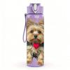 1PC Heart Shape Terrier Dog Print 750ml Color Plastic Sports Water Bottle Leakproof Flip Straw Lid Suitable for Sports Office Home Use