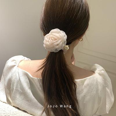 Xiaoxiangfeng Camellia Large Intestine Circle, Elegant Hair Band, Hair Accessory, Headwear, Hair Tie, Teenage Girl