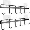 Utensil Hangers with 6 Hooks Space Saving Wall Utensil Holder Kitchen Utensil Hooks No Drilling Wall Mounted Adhesive Wall Hooks