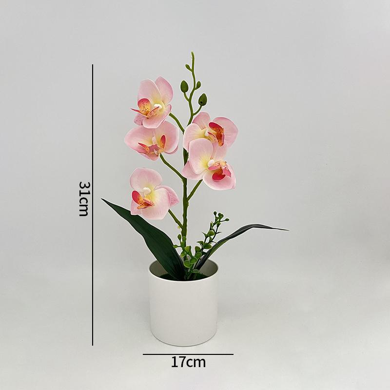 Artificial Orchid Potted Plants Fake Phalaenopsis In Plastic Pot Bonsai Plants Wedding Table Centerpiece Home Office Decoration