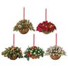2D Flower Basket Hanging Ornament Hanging Mini Flower Basket Small Bell Pine Cone Pendant  Home
