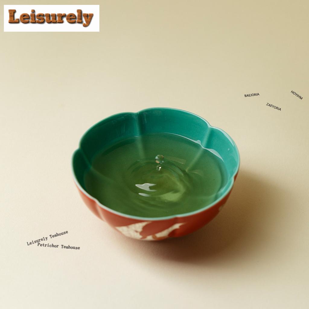 111ml Forbidden City Red Butterflies Teacup Traditional Tea Bowl Tea Cup Set Tea-tasting Personal Cup Chazhan Master Cup Teaware