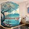 A Bathroom Shower Curtain Featuring Japanese Ukiyo-E Prints, Designed for The Spring Breeze Festival, Includes 12 Hooks, Measu