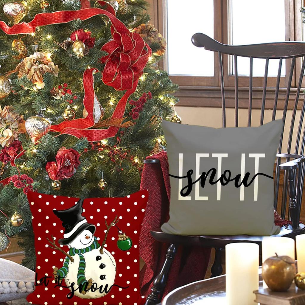 Christmas Magic: Snowman, Gnome, and Winter Hello Pillow Covers sofas, bedroom pillow covers, holiday gifts
