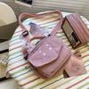 Cord-Umhängetasche, Vintage, süße Schulterhandtasche, Stickerei, Bär, japanische Klappentasche, Herbst-Winter-Geldbörse für Studentinnen
