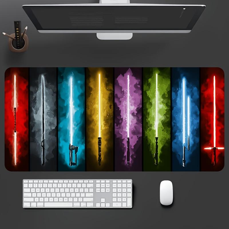 Large Gaming Mouse Pad Colorful Magic Sword Non-Slip Rubber Home Office Game Artistic Gothic Decor Desk Mat for Gamers Friends