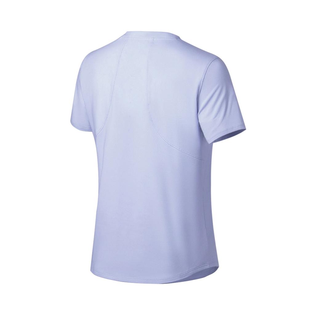 Li Ning Plain Logo Print Round Neck Pullover Short Sleeve T-Shirt Women Tops Sky-Blue ATST230-7