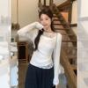 White Swing Collar Lace Long Sleeve T-shirt Women's Early Autumn Wear with Bottoming Shirt Slim Waist Top