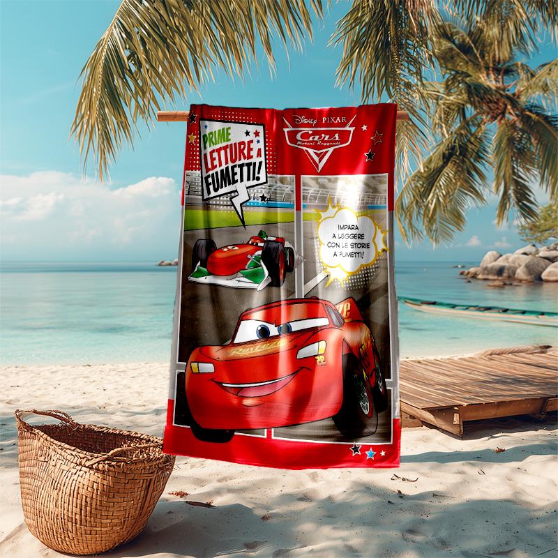 1pc Cars Adventures Beach Towel, Highly Absorbent, Soft Comfortable, Yoga, Swimming, Fitness, Camping, Beach Activities. B730029