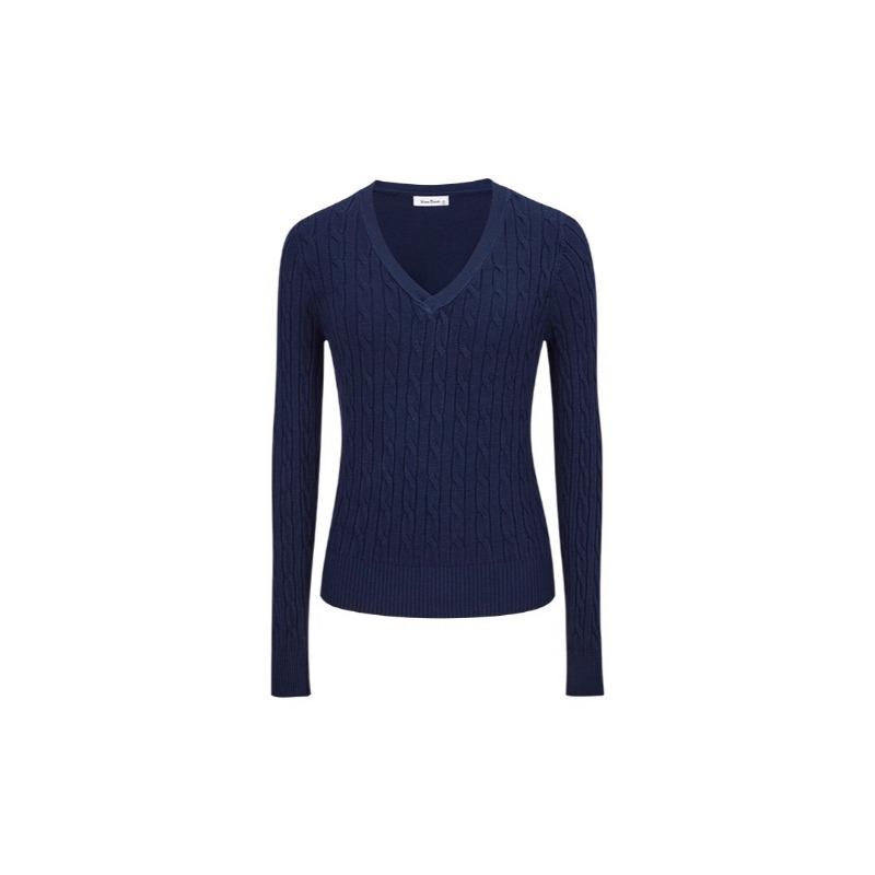 Dámský svetr s V-výstřihem a copánkovým úpletem Módní Elegantní Dlouhý Rukáv Top Slim Fit Pulovr Top Podzim Zima Elegantní Ležérní Pleteniny Základní Sladké Oblečení