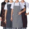 Striped Apron with Pocket Unisex Plaid Kitchen Cooking Long for Catering Waist