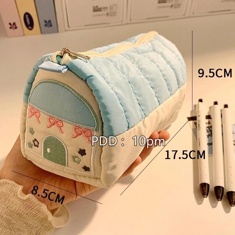High-Capacity Cute Embroidered Pencil Case for Students