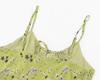 French Retro Green Floral V-Neck Cinched Waist Maxi Dress