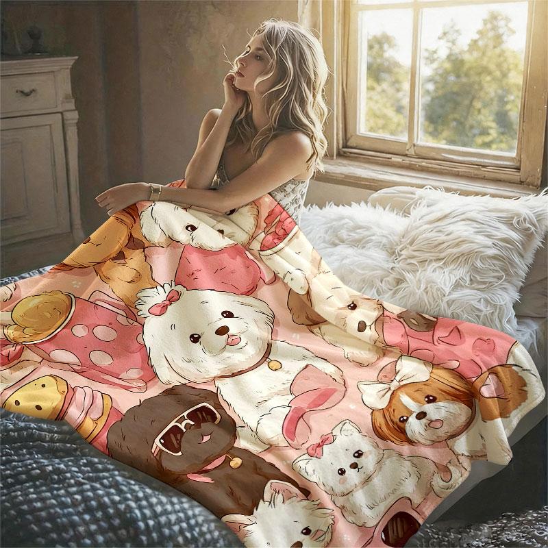 Cute Pet Collage Flannel Blanket Warm Soft Halloween Christmas Decorative Couch Warm Cozy All-Season Gift