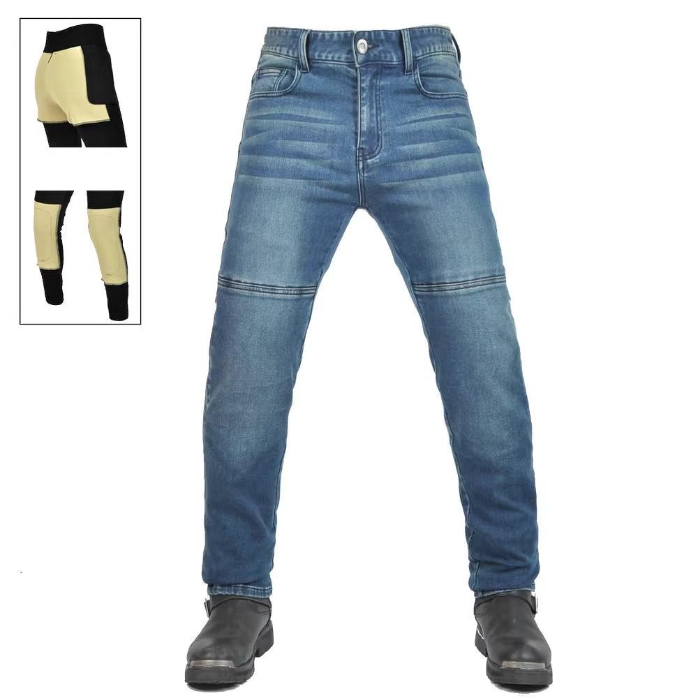 Motorrad-Fahrjeans Hose Weich elastisch Einsatz Gear Verschleißfest Feuerfest Kevlar Schutzschicht an Hüften und Knien