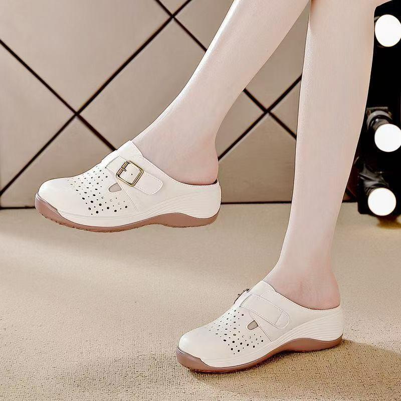 Casual Shoes Women'S Half-Towed Slippers Spring And Summer New Little White Shoes Thick Sole Heightening Bag Head Dragging Lazy Slippers Women