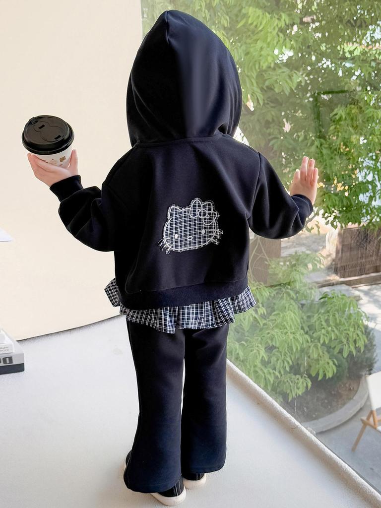 Autumn 2025 Girls' Fashionable Hooded Sweatshirt & Pants Set