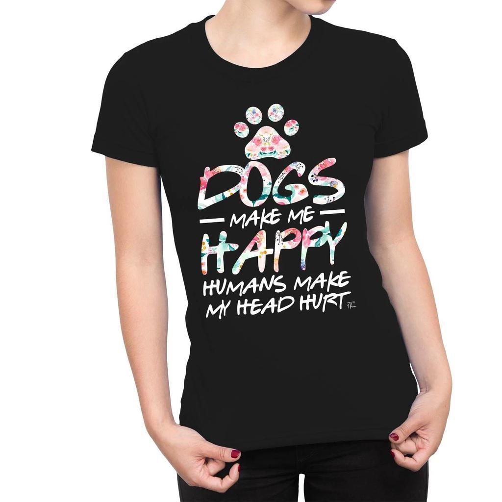 1Tee Womens Dogs Make Me Happy Humans Make My Head Hurt T-Shirt