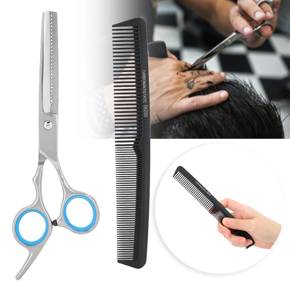 2pcs Hair Scissors Comb Set Salon Professional Barber Hair Thinning Cutting Hairdressing Scissors Comb