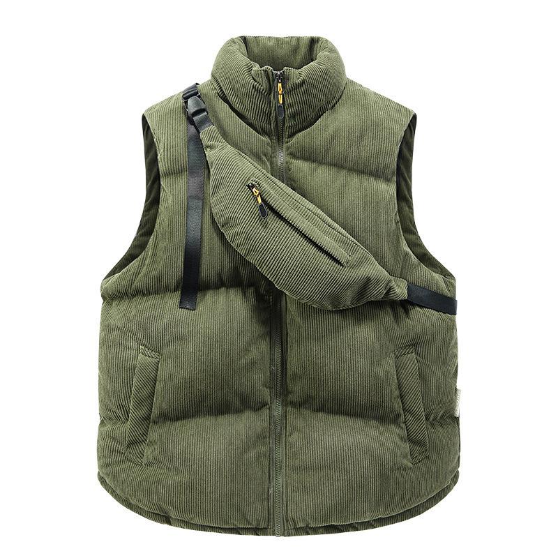 2025 autumn and winter low price corduroy explosion stand-up collar new cotton vest with satchel fashion vest jacket vest